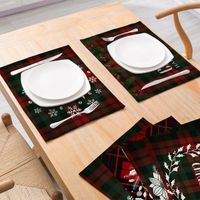 Christmas Series Plaid Printed Cotton Linen Cloth Placemats Wholesale Nihaojewelry main image 5