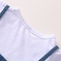 Kinder Baumwolle Reine Farbe Kurzarm T-shirt Unregelmäßige Denim Sling Rock Großhandel Nihaojewelry main image 5