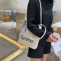 Wholesale Dots Print Silk Scarf Bow One-shoulder Messenger Woven Small Straw Bag Nihaojewelry main image 3