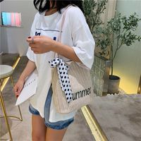 Wholesale Dots Print Silk Scarf Bow One-shoulder Messenger Woven Small Straw Bag Nihaojewelry main image 4