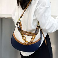 Hit Color Acrylic Thick Chain Canvas Armpit Bag Wholesale Nihaojewelry main image 1