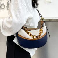 Hit Color Acrylic Thick Chain Canvas Armpit Bag Wholesale Nihaojewelry main image 5