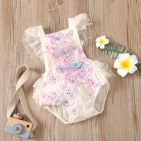 Children's Tether Lace Embroidered Beaded Triangle Crawl Baby Jumpsuit Wholesale Nihaojewelry sku image 1