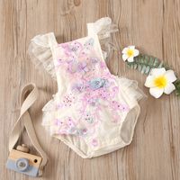 Children's Tether Lace Embroidered Beaded Triangle Crawl Baby Jumpsuit Wholesale Nihaojewelry sku image 3