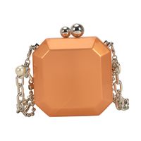 Women's Arylic Solid Color Streetwear Square Lock Clasp Shoulder Bag Crossbody Bag Chain Bag sku image 4