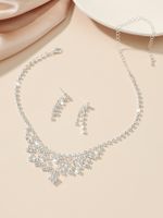 Shiny Water Droplets Tassel Artificial Crystal Metal Inlay Rhinestones Women's Earrings Necklace sku image 14