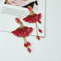 Korean Fashion Tassel Flower Diamonds Long Earrings Wholesale Nihaojewelry main image 1