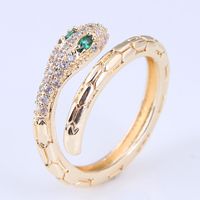 Wholesale Korean Real Gold Plated Zirconium Snake Copper Open Ring Nihaojewelry main image 3