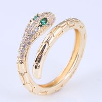 Wholesale Korean Real Gold Plated Zirconium Snake Copper Open Ring Nihaojewelry main image 4