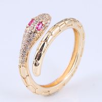 Wholesale Korean Real Gold Plated Zirconium Snake Copper Open Ring Nihaojewelry main image 5