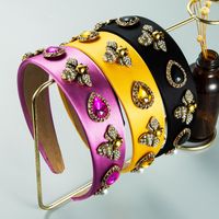 Pure Color Fabric Inlaid Pearl Glass Diamond Baroque Bee Headband Wholesale Jewelry Nihaojewelry main image 1