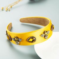 Pure Color Fabric Inlaid Pearl Glass Diamond Baroque Bee Headband Wholesale Jewelry Nihaojewelry main image 4