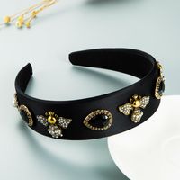 Pure Color Fabric Inlaid Pearl Glass Diamond Baroque Bee Headband Wholesale Jewelry Nihaojewelry main image 5