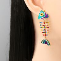 Wholesale Jewelry Fish Bone Color Diamond Pendant Earrings Nihaojewelry main image 3