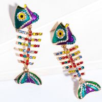Wholesale Jewelry Fish Bone Color Diamond Pendant Earrings Nihaojewelry main image 5