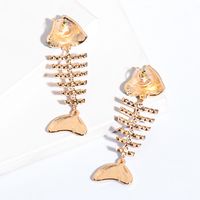Wholesale Jewelry Fish Bone Color Diamond Pendant Earrings Nihaojewelry main image 6