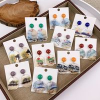 Wholesale Jewelry Landscape Painting Geometric Pendant Earrings Nihaojewelry main image 1