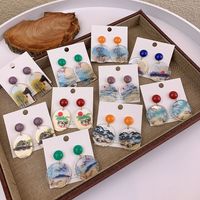 Wholesale Jewelry Landscape Painting Geometric Pendant Earrings Nihaojewelry main image 4