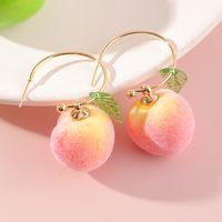 Wholesale Cute Simulation Three-dimensional Orange Peach Earrings Nihaojewelry main image 6