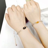 European And American Simple New Stainless Steel Titanium Steel Natural Agate Stone Couple Bracelet Men And Women Jewelry Wholesale Foreign Trade Exclusive main image 5
