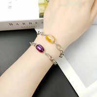 European And American Simple New Stainless Steel Titanium Steel Natural Agate Stone Couple Bracelet Men And Women Jewelry Wholesale Foreign Trade Exclusive main image 4