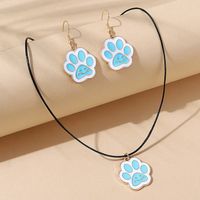 Wholesale Fashion Painting Oily Bear Paw Necklace Earrings Set Nihaojewelry main image 1