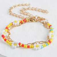 Hand-woven Rice Beads Flower Double-layer Bracelet Wholesale Jewelry Nihaojewelry main image 3