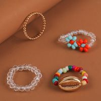 Crystal Hand-woven Color Rice Beads Shell Ring Set Wholesale Jewelry Nihaojewelry main image 4