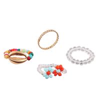 Crystal Hand-woven Color Rice Beads Shell Ring Set Wholesale Jewelry Nihaojewelry main image 6