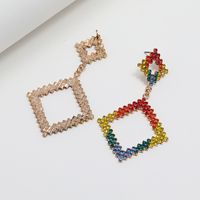 Großhandel Schmuck Hohle Quadratische Farbe Diamant Anhänger Ohrringe Nihaojewelry main image 3