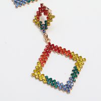 Großhandel Schmuck Hohle Quadratische Farbe Diamant Anhänger Ohrringe Nihaojewelry main image 4