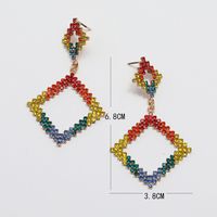 Großhandel Schmuck Hohle Quadratische Farbe Diamant Anhänger Ohrringe Nihaojewelry main image 5