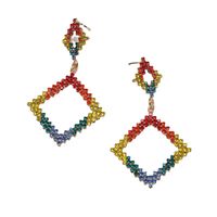 Vente En Gros Bijoux Boucles D&#39;oreilles Pendantes En Diamant De Couleur Carrée Creuse Nihaojewelry main image 6