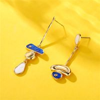Wholesale Geometric Asymmetric Blue Drop Oil Pendant Earrings Nihaojewelry main image 1