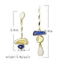 Wholesale Boucles D&#39;oreilles Pendantes Géométriques Asymétriques À L&#39;huile Goutte Bleue Nihaojewelry main image 5