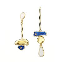Wholesale Boucles D&#39;oreilles Pendantes Géométriques Asymétriques À L&#39;huile Goutte Bleue Nihaojewelry main image 6