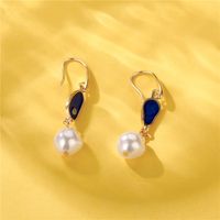 2021europe And America Cross Border New Earrings Blue Dripping Shell Pearl Eardrops Stud Earrings Ins Popular Ornament main image 4