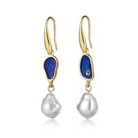 2021europe And America Cross Border New Earrings Blue Dripping Shell Pearl Eardrops Stud Earrings Ins Popular Ornament main image 6