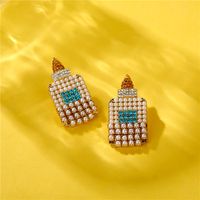 Wholesale Creative Alloy Diamond-studded Beads Pearl Earrings Nihaojewelry main image 4