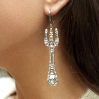 Vente En Gros Nouvelles Boucles D&#39;oreilles Longues Gouttes D&#39;eau En Diamant Oeil De Cheval Nihaojewelry main image 3
