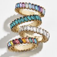Wholesale Jewelry Fashion Colorful Alloy Artificial Crystal Plating Rings main image 1