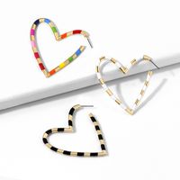 Wholesale Jewelry 1 Pair Fashion Multicolor Heart Shape Alloy Earrings main image 1