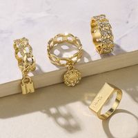Wholesale Jewelry Geometric Flower Lock Pendant Ring 4-piece Set Nihaojewelry main image 3
