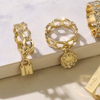 Wholesale Jewelry Geometric Flower Lock Pendant Ring 4-piece Set Nihaojewelry main image 4