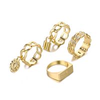 Wholesale Jewelry Geometric Flower Lock Pendant Ring 4-piece Set Nihaojewelry main image 6