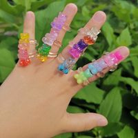 Europe And America Cross Border New Geometric Bear Ring Korean Ins Style Color Ring Girly Style Acrylic Jewelry For Women main image 2