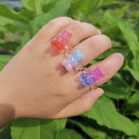 Europe And America Cross Border New Geometric Bear Ring Korean Ins Style Color Ring Girly Style Acrylic Jewelry For Women main image 6