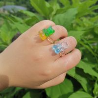Europe And America Cross Border New Geometric Bear Ring Korean Ins Style Color Ring Girly Style Acrylic Jewelry For Women main image 5