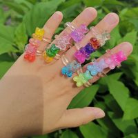 Europe And America Cross Border New Geometric Bear Ring Korean Ins Style Color Ring Girly Style Acrylic Jewelry For Women main image 4