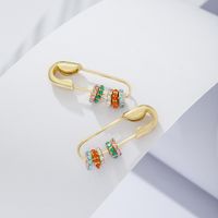 Wholesale Fashion Geometric Pin-shaped Circle Diamond Earrings Nihaojewelry main image 5